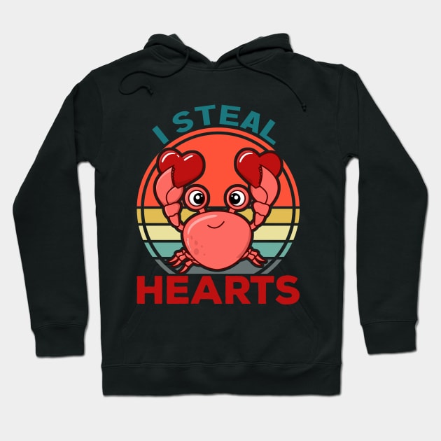I Steal Hearts Crab Valentine's day Hoodie by sufian